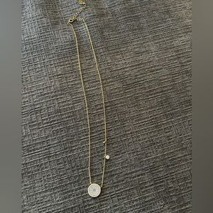 Gold Necklace with CZ Diamond Circle